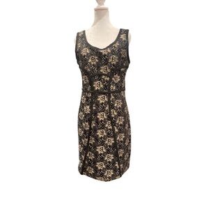 Minuet Sleeveless Black & Gold Metallic Lace Sheath Dress Women’s L CDN 10-12